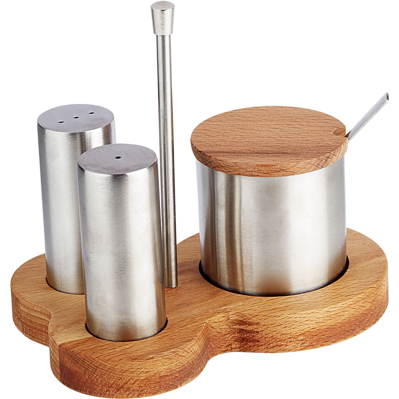 GRV-242 Groovy Standlı Üçlü Tuzluk / Baharatlık Takımı - 16×11 cm