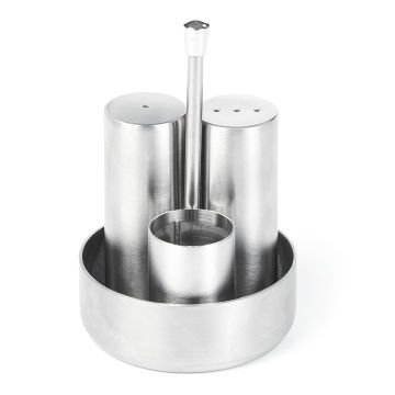 GRV-267 Groovy Çelik Standlı Üçlü Tuzluk Takımı