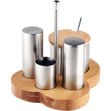 GRV-246 Groovy Standlı Dörtlü Tuzluk / Baharatlık Takımı - 15×12,5 cm
