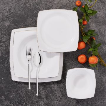 Korkmaz Bone Selection 60 Parça Kare Yemek Takımı A8433