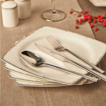 Korkmaz Bone Selection 60 Parça Kare Yemek Takımı A8424