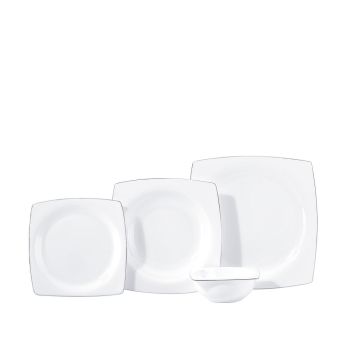 Korkmaz Bone Collection 60 Parça Kare Yemek Takımı Platin A8458