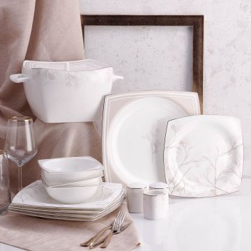 Korkmaz Bone Collection 60 Parça Kare Yemek Takımı A8461