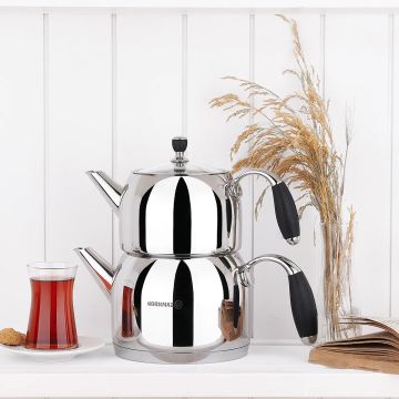 Korkmaz Flora Siyah Maxi Çaydanlık Takımı 2 lt A119