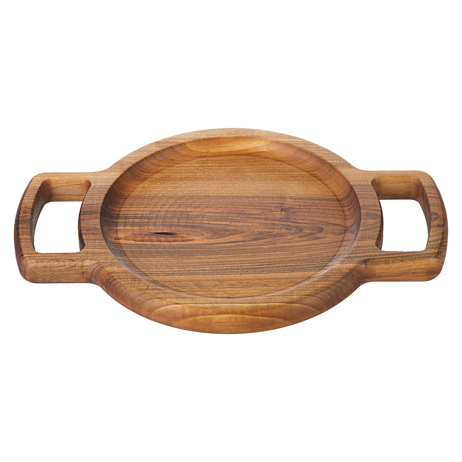 GRV-1890 Ceviz Çift Kulplu Sunum Tahtası - 34×24 cm