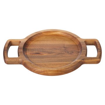GRV-1890 Ceviz Çift Kulplu Sunum Tahtası - 34×24 cm